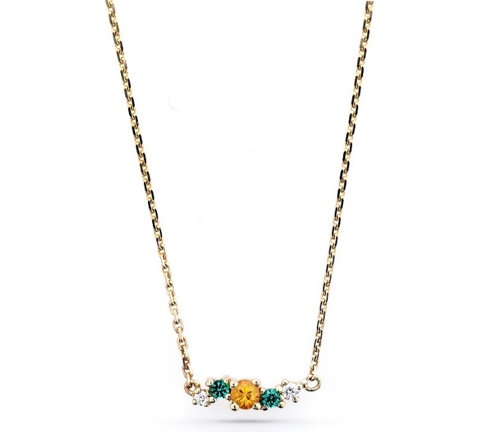 Obrázek Náhrdelník LOEE Sparkle ze žlutého zlata s diamanty, multisafírem a smaragdy