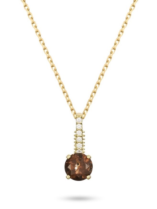 Obrázek Přívěsek LOEE ze žlutého zlata s diamanty a smoky quartz