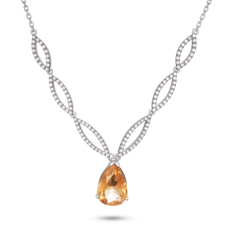 Obrázek Náhrdelník LOEE z bílého zlata s diamanty a citrínem