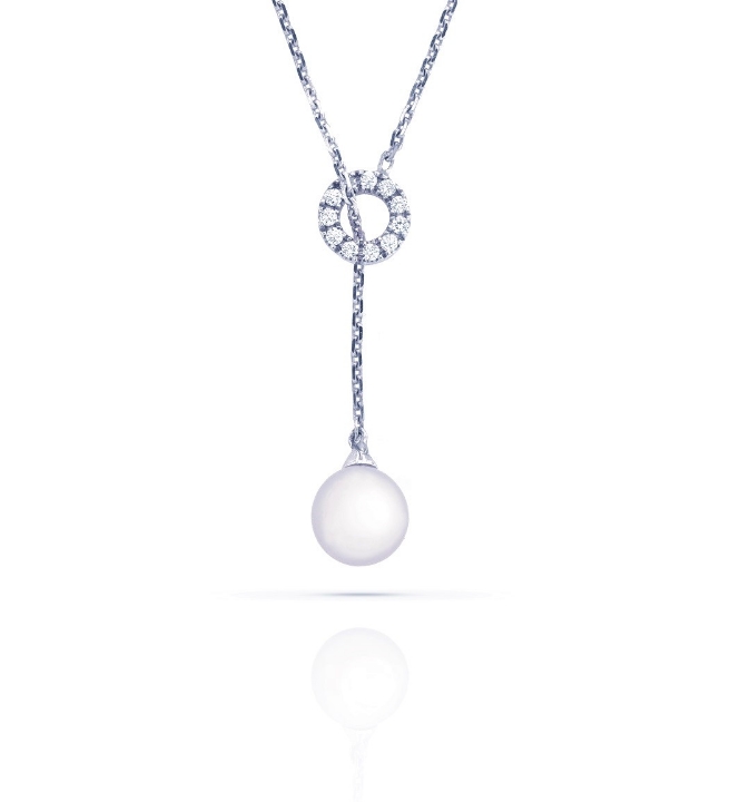 Obrázek Náhrdelník LOEE Pearls z bílého zlata s diamanty a perlou