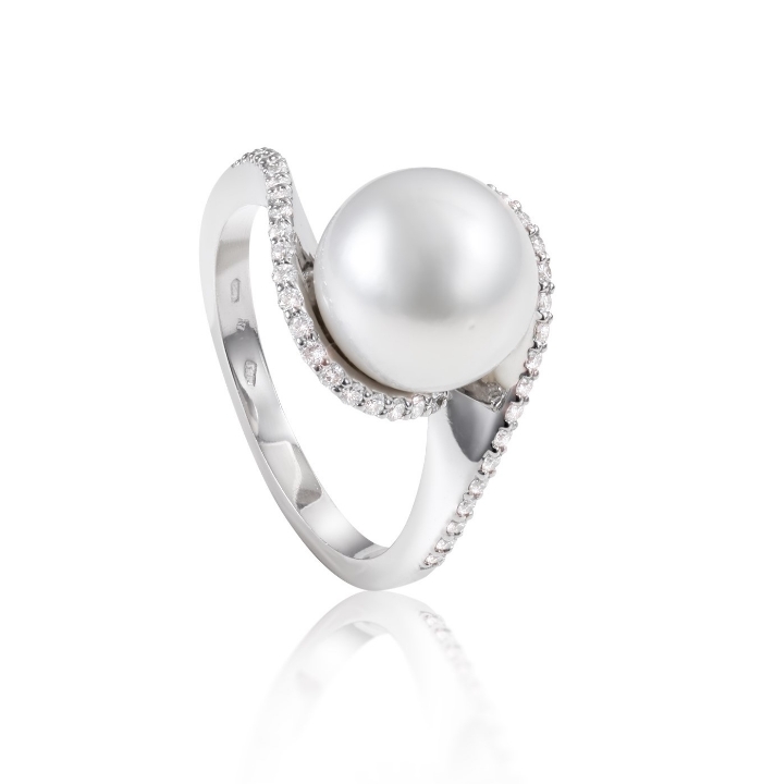 Obrázek Prsten LOEE Pearls z bílého zlata s diamanty a perlou