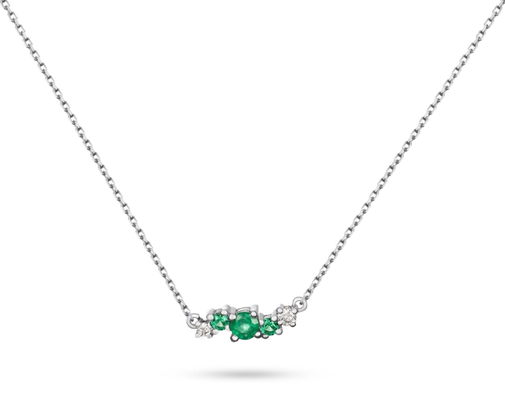 Obrázek Náhrdelník LOEE Sparkle z bílého zlata s diamanty a smaragdy