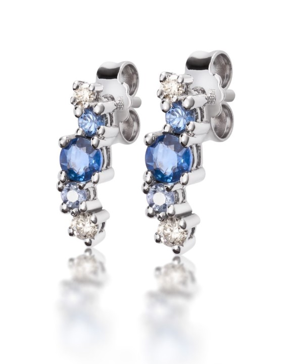 Obrázek Náušnice LOEE Sparkle z bílého zlata s diamanty a multisafíry