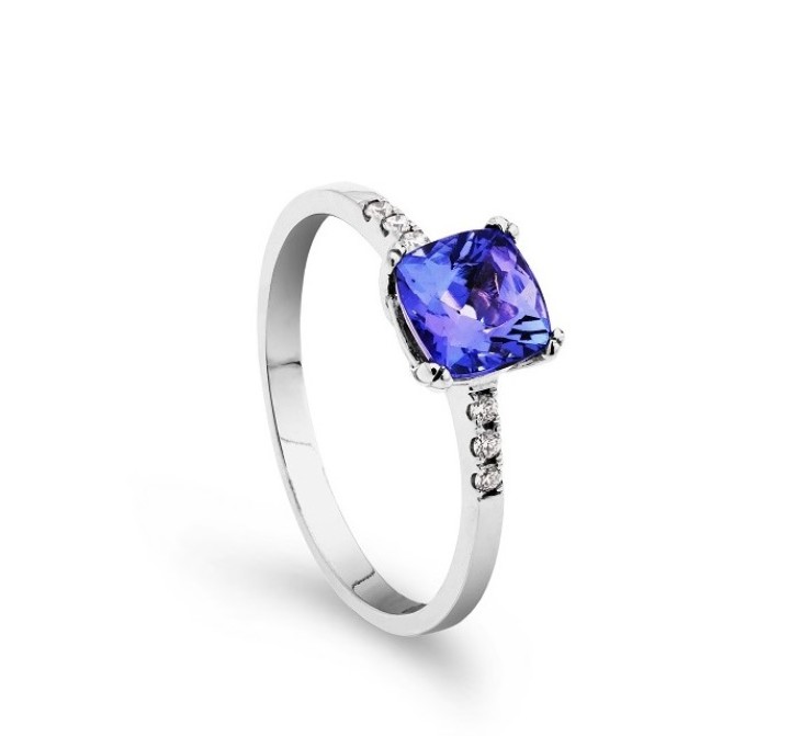 Obrázek Prsten LOEE Palette Diamonds z bílého zlata s diamanty a tanzanitem