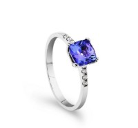 Obrázek Prsten LOEE Palette Diamonds z bílého zlata s diamanty a tanzanitem