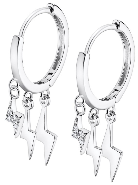 Lotus Silver Orecchini A Cerchio Donna - Raggi Argento - Gioiello Tendenze Quotidiano