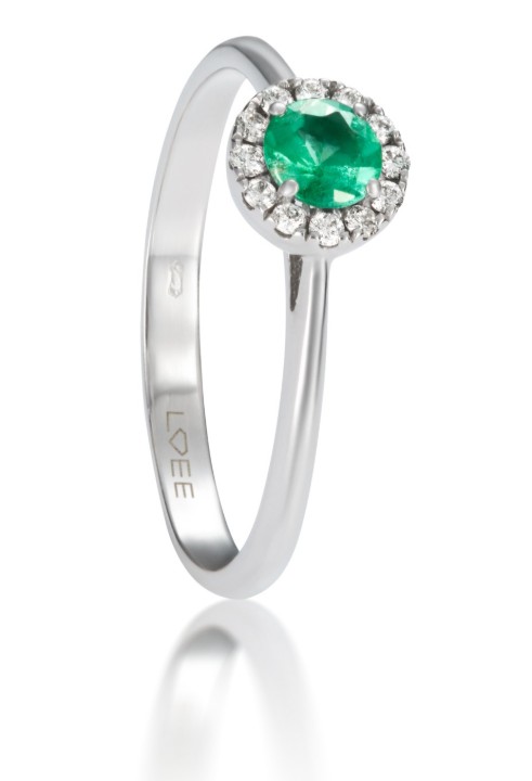 Obrázek Prsten LOEE Palette Diamonds z bílého zlata s diamanty a smaragdem