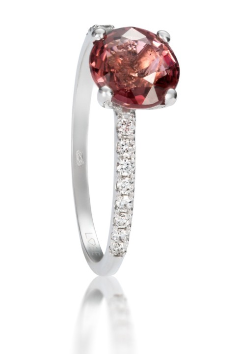 Obrázek Prsten LOEE Palette Diamonds z bílého zlata s diamanty a turmalínem