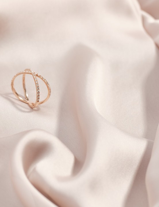 Obrázek Prsten LOEE Pure z růžového zlata s diamanty
