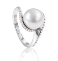 Obrázek Prsten LOEE Pearls z bílého zlata s diamanty a perlou