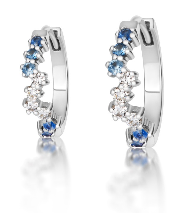 Obrázek Náušnice LOEE Sparkle z bílého zlata s diamanty a multisafíry