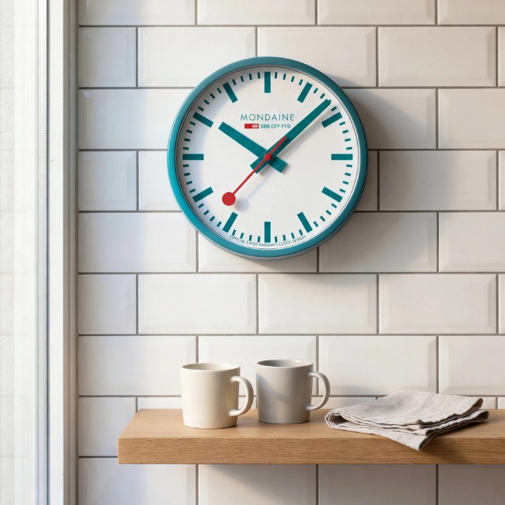 Obrázek Nástěnné hodiny MONDAINE Transformative Teal Limited Edition
