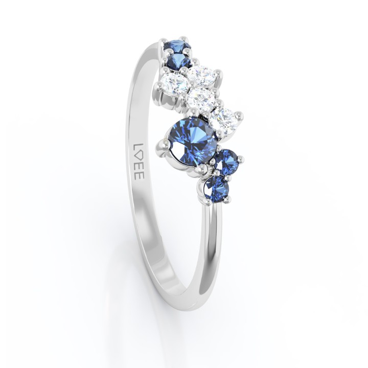 Obrázek Prsten LOEE Sparkle z bílého zlata s diamanty a multisafíry